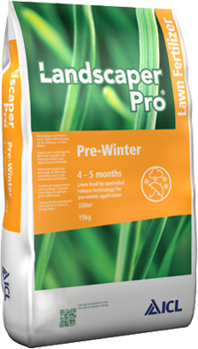 Landscaper Pro Pre-Winter – hochwertiger Herbstdünger von ICL zur Vorbereitung des Rasens auf den Winter. Stärkt die Widerstandsfähigkeit und fördert eine gesunde Wurzelentwicklung für einen robusten Rasen im Frühjahr. Ideal für Hobbygärtner und Profis, die ihren Rasen optimal auf die kalte Jahreszeit vorbereiten möchten!